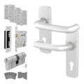 Return to Door Backplate Satin Aluminium Handle Kit - Medium Duty FD30/60 - 80mm Euro Lock and Double Cylinder - Keyed to Differ