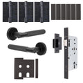 Dumont Matt Black Lever on Rose Door Handle Kit - Heavy Duty FD30/60 - DIN Latch