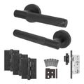 Dumont Matt Black Lever on Rose Door Handle Kit - Heavy Duty FD30/60 - DIN Latch