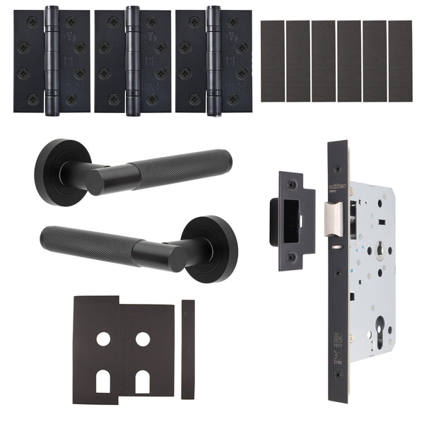 Dumont Matt Black Lever on Rose Door Handle Kit - Heavy Duty FD30/60 - DIN Latch - tradefit - Featured Image