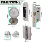 Glass Door Knob Bathroom Pack – 76mm Hinges / 80mm Lock - Satin Nickel - tradefit - 2