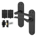 Bosa Matt Black Lever on Backplate Door Handle Pack - 64mm Latch