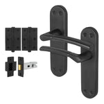 Bosa Matt Black Lever on Backplate Door Handle Pack - 64mm Latch - tradefit - 1