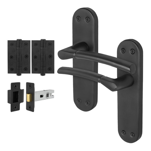Bosa Matt Black Lever on Backplate Door Handle Pack - 64mm Latch - tradefit - Featured Image