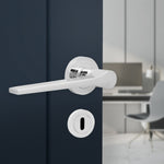 Tapera Polished Chrome Lever on Rose Door Handle Kit - Medium Duty FD30/60 - 80mm Sashlock - tradefit - 6