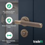 Aurora Antique Brass Lever on Rose Door Handle Kit - Medium Duty FD30/60 - 80mm Bathroom Lock - tradefit - 2