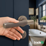 Aurora Antique Brass Lever on Rose Door Handle Kit - 64mm Bathroom Lock - tradefit - 6