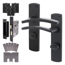 Euroda - Plus Black Fire Door Handle Pack - Bathroom - FD30/60 - tradefit