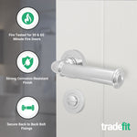 Claro Polished Chrome Lever on Rose Door Handle Kit - Medium Duty FD30/60 - 80mm Bathroom Lock - tradefit - 2