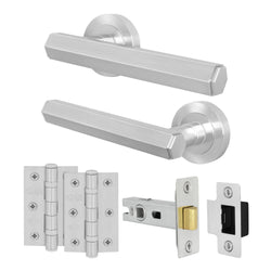 Moreno Satin Nickel Lever on Rose Door Handle Kit - 64mm Latch - tradefit