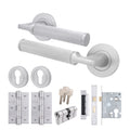 Mode-Grip Satin Chrome Lever on Rose Door Handle Pack - Euro Lock & Cylinder