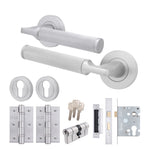 Mode - Grip Satin Chrome Lever on Rose Door Handle Pack - Euro Lock & Cylinder - tradefit - 1
