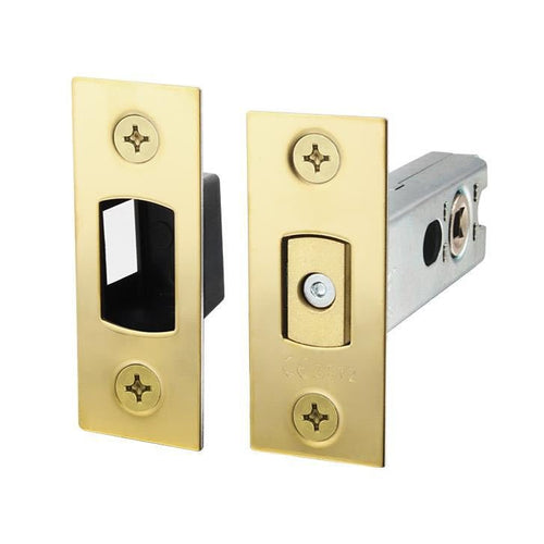 4 inch/101mm Tubular Bathroom Deadbolt - 82mm Backset - Polished Brass - tradefit