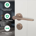 Tapera Antique Brass Lever on Rose Door Handle Kit - Medium Duty FD30/60 - 80mm Euro Sashlock and Double Cylinder - Keyed to Differ - tradefit - 2