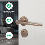 Tapera Antique Brass Lever on Rose Door Handle Kit - Medium Duty FD30/60 - 80mm Euro Sashlock and Thumbturn Cylinder - Keyed Alike - tradefit - 2