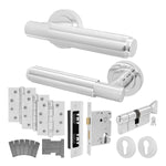 Flores Polished Chrome Lever on Rose Door Handle Kit - Medium Duty FD30/60 - 80mm Euro Sashlock and Thumbturn Cylinder - Keyed to Differ - tradefit - 1