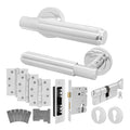 Flores Polished Chrome Lever on Rose Door Handle Kit - Medium Duty FD30/60 - 80mm Euro Sashlock and Thumbturn Cylinder - Master Keyed