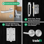 Return to Door Lever on Rose Stainless Steel Door Handle Kit - Medium Duty - 64mm Bathroom Lock - 5