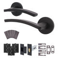 Euroda-Plus Black Lever on Rose Fire Door Handle Pack - Latch - FD30/60