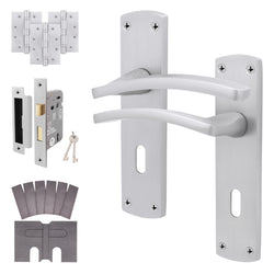 Euroda - Plus Satin Chrome Fire Door Handle Pack - Sash lock - FD30/60 - tradefit