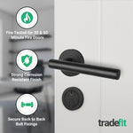 Olbia Matt Black Lever on Rose Door Handle Kit - Medium Duty FD30/60 - 80mm Euro Sashlock and Double Cylinder - Master Keyed - tradefit - 5