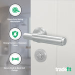 Flores Satin Nickel Lever on Rose Door Handle Kit - 64mm Bathroom Lock - tradefit - 2
