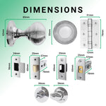 Beehive Polished Chrome Mortice Door Knob Kit - 76mm Bathroom Deadbolt - tradefit - 3