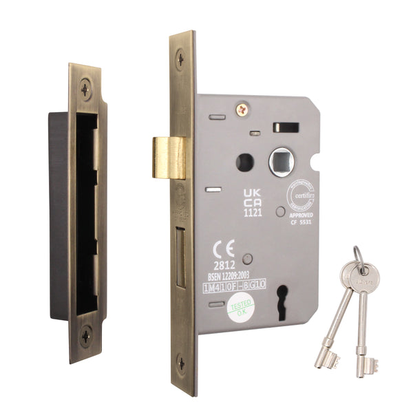 Mortice Fire Rated Sashlock - 80mm Case Size - 57mm Backset - Antique Brass - tradefit - Featured Image