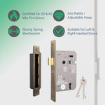 Mortice Fire Rated Sashlock - 64mm Case Size - 44mm Backset - Antique Brass - tradefit - 2