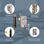 Mortice Fire Rated Sashlock - 64mm Case Size - 44mm Backset - Antique Brass - tradefit - 3