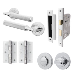 Mode - Grip Polished Chrome Lever on Rose Door Handle Pack - Bathroom - tradefit