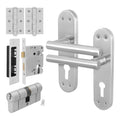 Olbia Satin Nickel Lever on Backplate Door Handle Kit - 80mm Euro Sashlock and Double Cylinder - Keyed to Differ