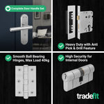 Olbia Satin Nickel Lever on Backplate Door Handle Kit - 80mm Euro Sashlock and Double Cylinder - Master Keyed - tradefit - 5