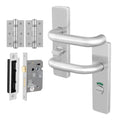 Return to Door Lever on Backplate Stainless Steel Door Handle Kit - Medium Duty - 64mm Bathroom Lock