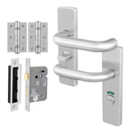 Return to Door Lever on Backplate Stainless Steel Door Handle Kit - Medium Duty - 80mm Bathroom Lock - tradefit - 1