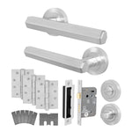 Moreno Satin Nickel Lever on Rose Door Handle Kit - Medium Duty FD30/60 - 80mm Bathroom Lock - tradefit - 1