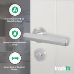 Moreno Satin Nickel Lever on Rose Door Handle Kit - Medium Duty FD30/60 - 80mm Bathroom Lock - tradefit - 2