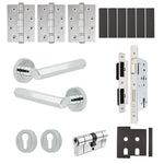 Moreno Polished Chrome Lever on Rose Door Handle Kit - Heavy Duty FD30/60 - DIN Euro Sashlock and Double Cylinder - Keyed to Differ - tradefit - 1
