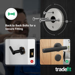 Aurora Matt Black Lever on Rose Door Handle Kit - Medium Duty FD30/60 - 80mm Euro Sashlock and Double Cylinder - Keyed Alike - tradefit - 3