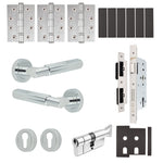 Flores Polished Chrome Lever on Rose Door Handle Kit - Heavy Duty FD30/60 - DIN Euro Sashlock and Thumbturn Cylinder - Keyed Alike - tradefit - 1