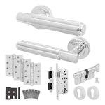 Flores Polished Chrome Lever on Rose Door Handle Kit - Heavy Duty FD30/60 - DIN Euro Sashlock and Thumbturn Cylinder - Master Keyed - tradefit - 1