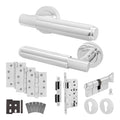 Flores Polished Chrome Lever on Rose Door Handle Kit - Heavy Duty FD30/60 - DIN Euro Sashlock and Thumbturn Cylinder - Keyed Alike