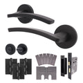 Euroda-Plus Black Lever on Rose Fire Door Handle Pack - Bathroom - FD30/60