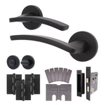 Euroda - Plus Black Lever on Rose Fire Door Handle Pack - Bathroom - FD30/60 - tradefit - 1