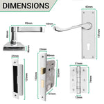 Victorian Scroll Polished Chrome Lever Door Handle Pack - 80mm Sashlock - tradefit - 4