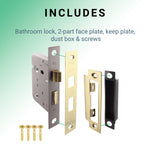 Fire Rated Bathroom Lock - 64mm Case Size - 44mm Backset - Polished Brass - tradefit - 5