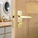 Fire Rated Bathroom Lock - 64mm Case Size - 44mm Backset - Polished Brass - tradefit - 7