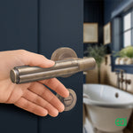 Flores Antique Brass Lever on Rose Door Handle Kit - 64mm Bathroom Lock - tradefit - 6