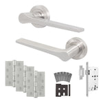 Tapera Satin Nickel Lever on Rose Door Handle Kit - Heavy Duty FD30/60 - DIN Latch - tradefit - 1
