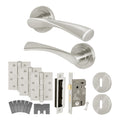 Nola Satin Nickel Door Handle Sashlock Kit - Fire Rated FD30/60 - Lever on Rose with 80mm Sashlock